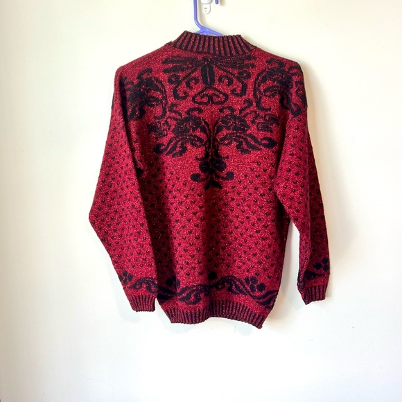 Vintage ADELE KNITWEAR Mock Neck Paisley and Heart Sweater—SZ. Large - Picture 14 of 14